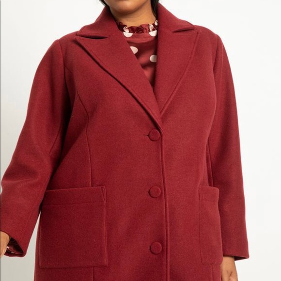 Eloquii Long red Coat NWOT - Picture 3 of 4